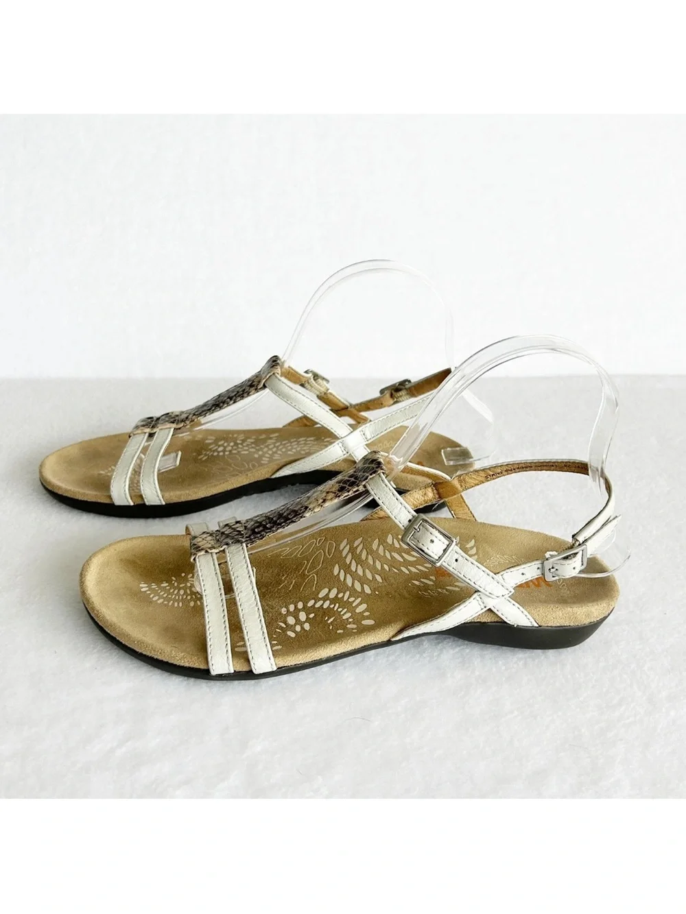 Orthaheel Dr. Weil STRIVE Sandals Womens Sz 8 White Snake Skin Slip on Shoes 39